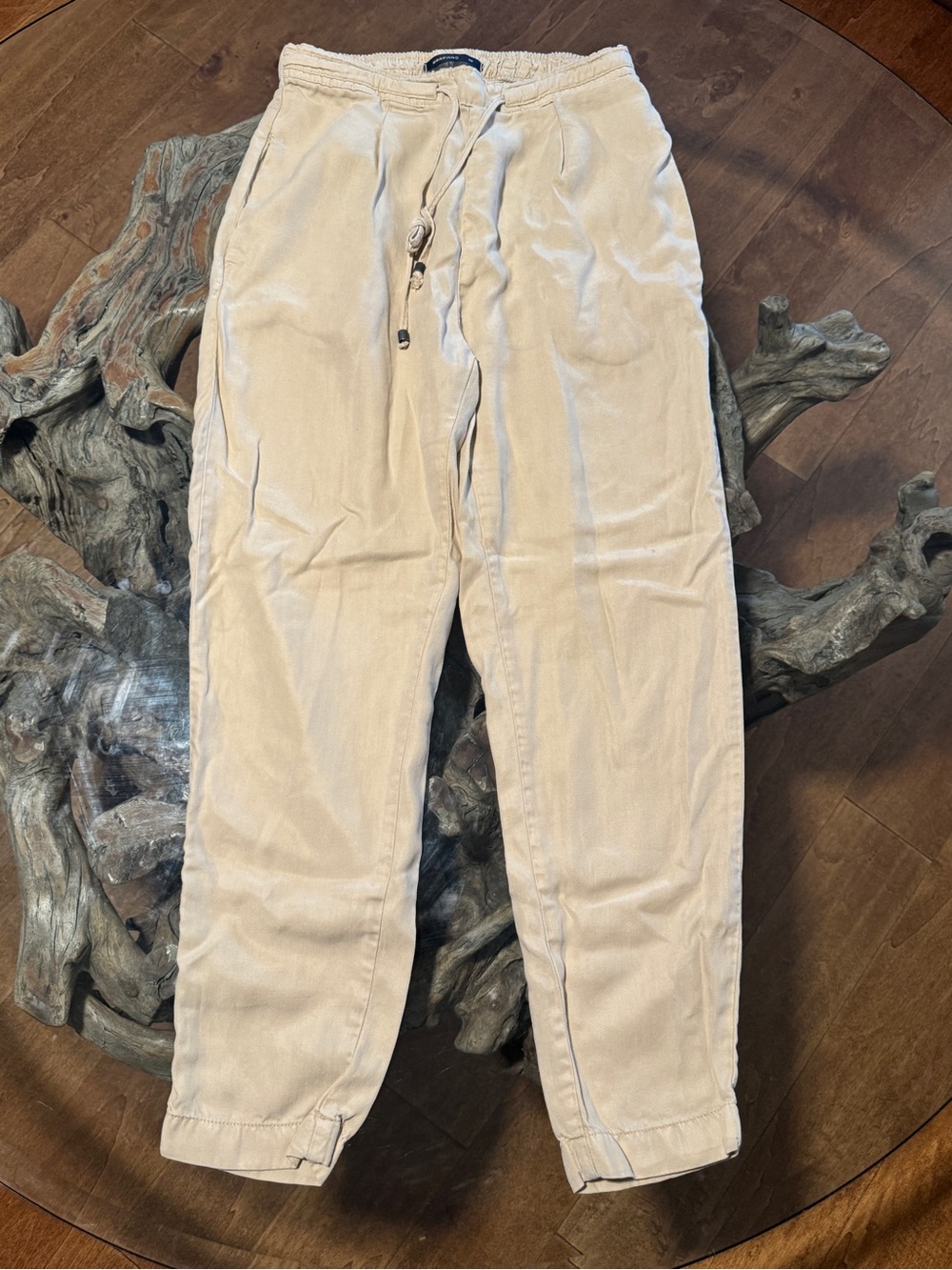 Drawstring Trouser Pants in Light Cream